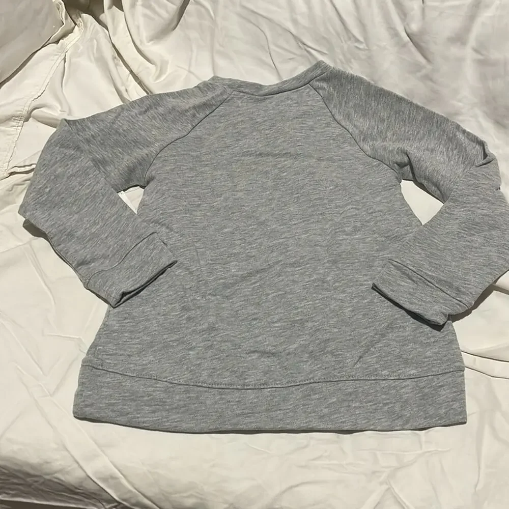 Gap 5 grey high low hemline long sleeve French terry heart on chest metallic nwt